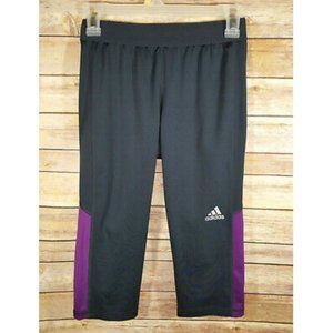 Adidas Gray Purple Colorblock Crop Leggings